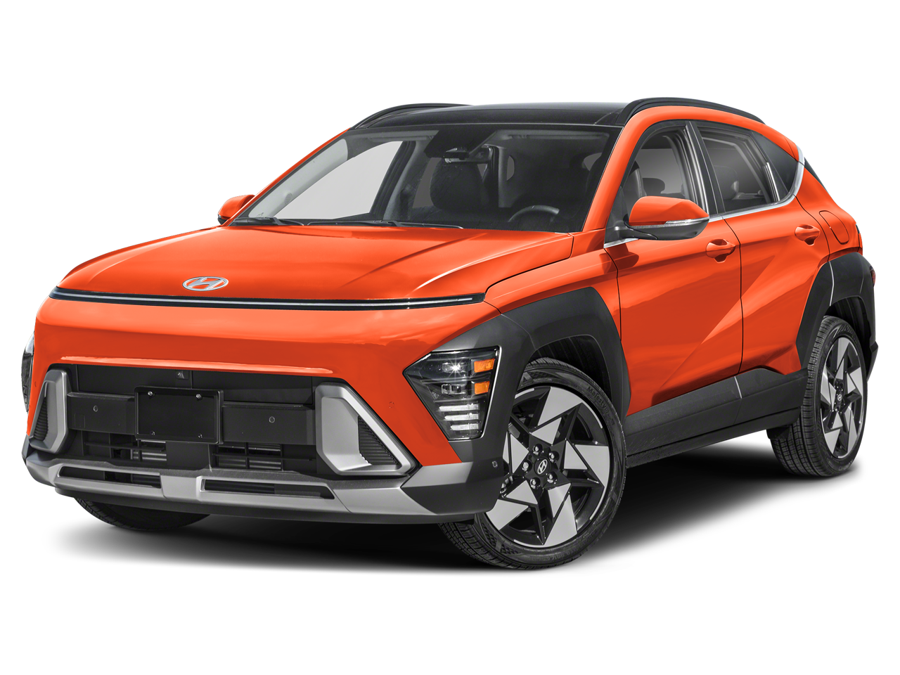 2026 Hyundai KONA Limited in Soultronic Orange Pearl — front three-quarter view