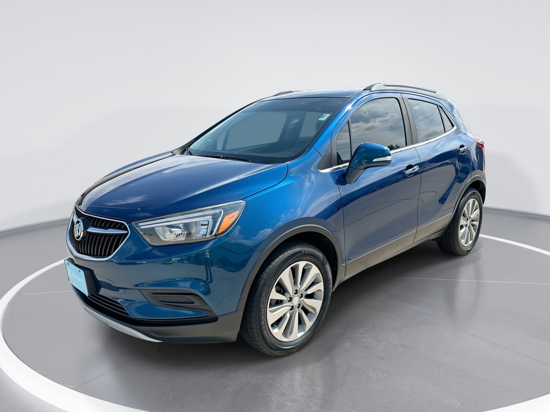 2019 Buick Encore Preferred in Deep Azure Metallic — front three-quarter view